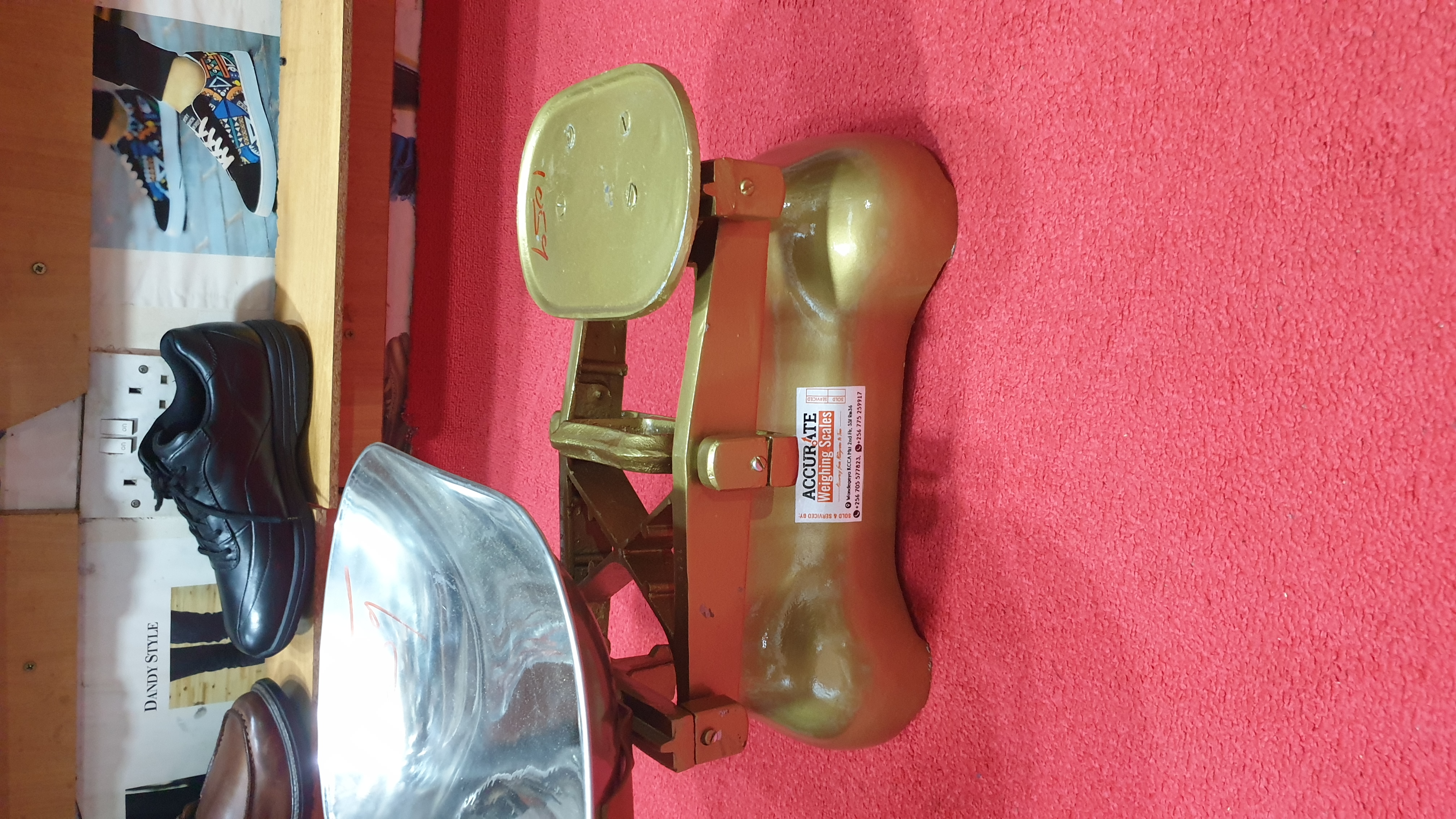 Manual Counter Scale on Wooden Table