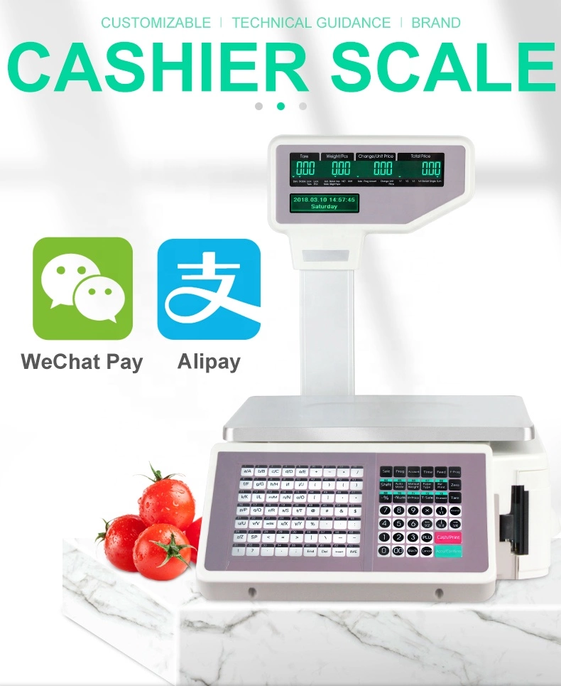 Operating Barcode Weighing Electronic Scale with Label Printer