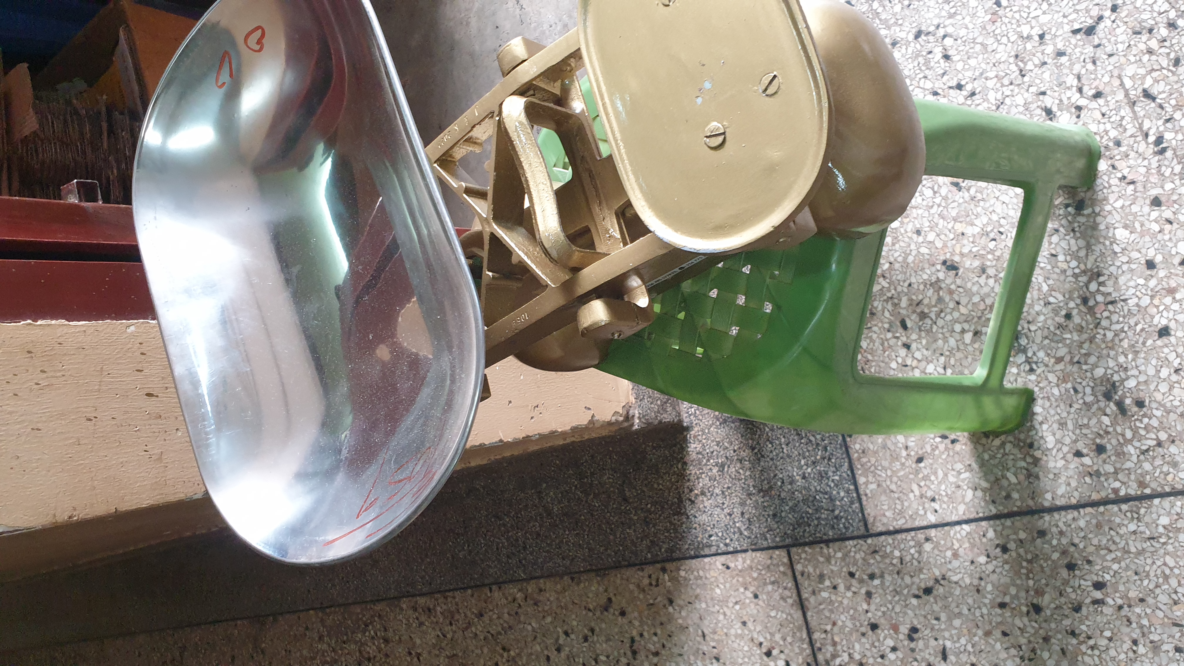 counter scale with a verification stamp ready for use