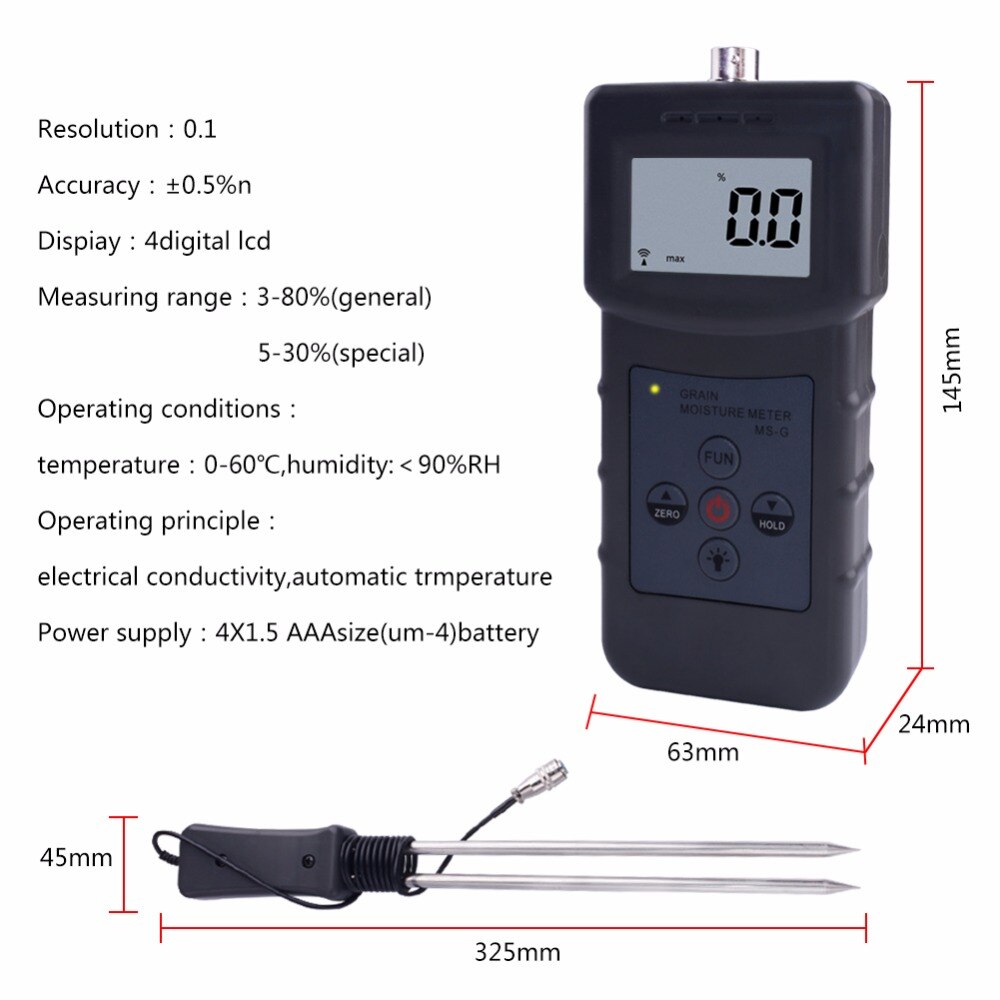 Moisture Meter with Menu and Calibration Lock Switch