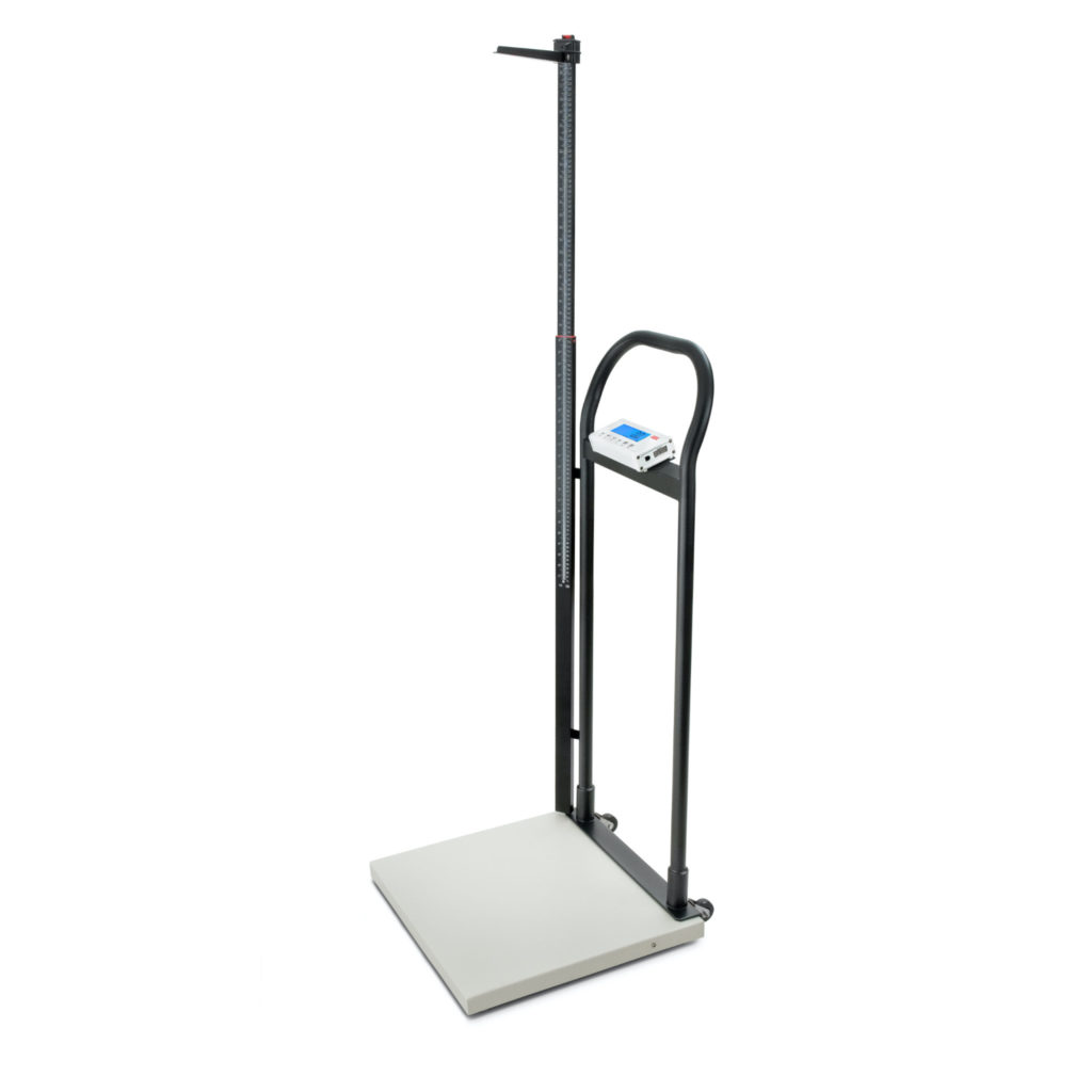 Valuable height and weight scale with anti-slip platforms