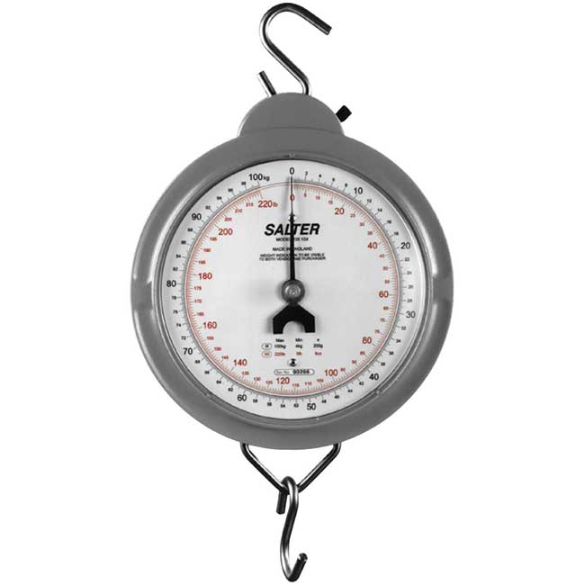 Mechanical crane weighing scale served with top and bottom hooks