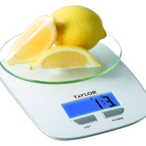 White Kitchen Scale with Sleek and Water-Resistant Panel for butchery