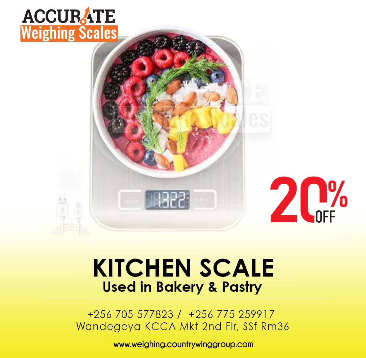 Precise digital kitchen scale for baking