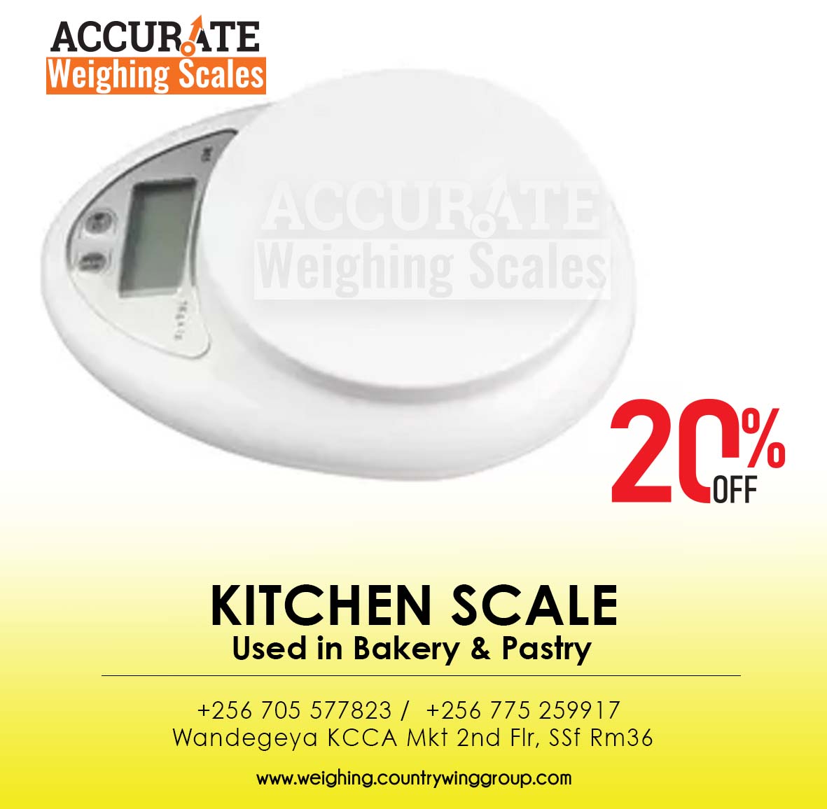 Lightweight kitchen scale with tare function